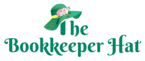 The Bookkeeper Hat Logo has a hat as the top of the letter T